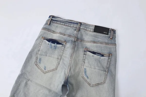 Gallery Dept. Distressed Denim Jeans with Turquoise Underlayer - 5