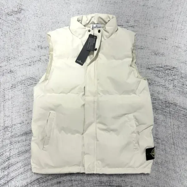 Stone Island Down Vest Beige Outerwear - 1