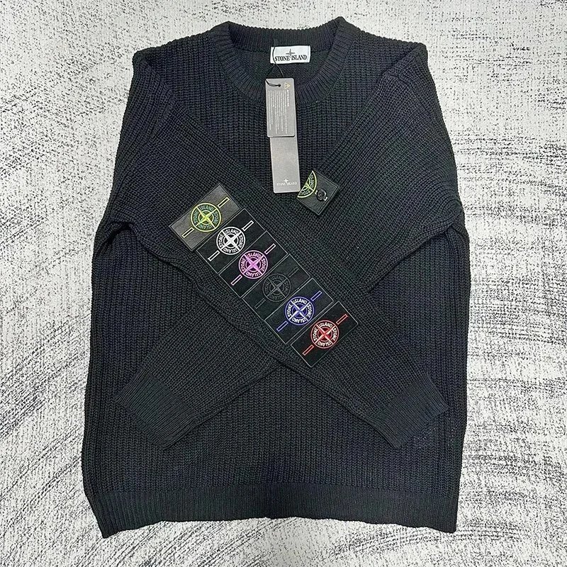 Stone Island Knitwear Crewneck knit sweater with compass sleeve badge image 9