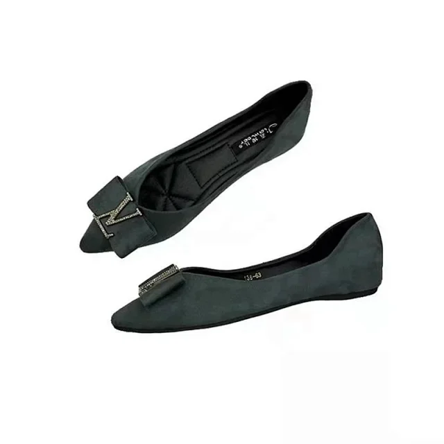 Unbranded Casual Shoes Pointed-Toe Flat with Rhinestone V Buckle product detail image 4