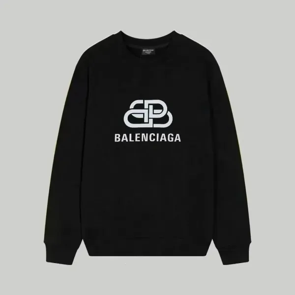 Balenciaga Logo Print Black Crewneck Hoodie - 6