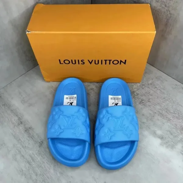 Louis Vuitton Monogram Slide Sandals Blue Slippers - 1