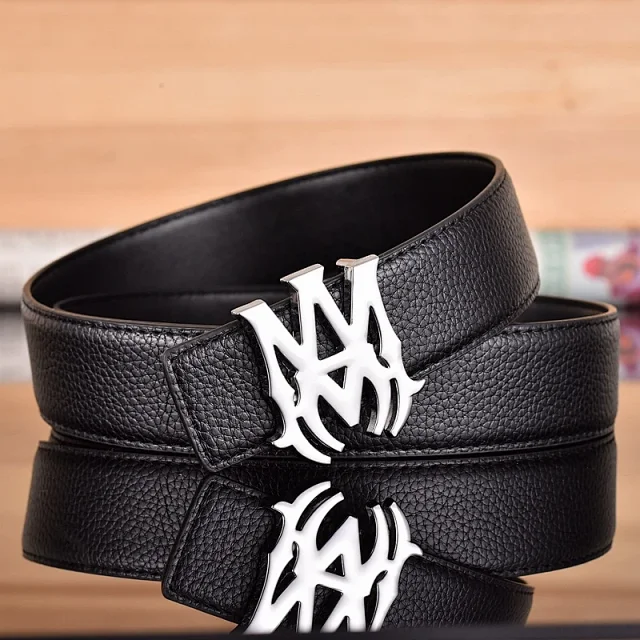 SS.AM Belts Pebbled Leather Monogram Buckle product detail image 3