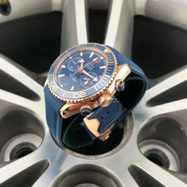 Omega Seamaster Planet Ocean Chronograph Blue Rose Gold Mechanical Watch - 1