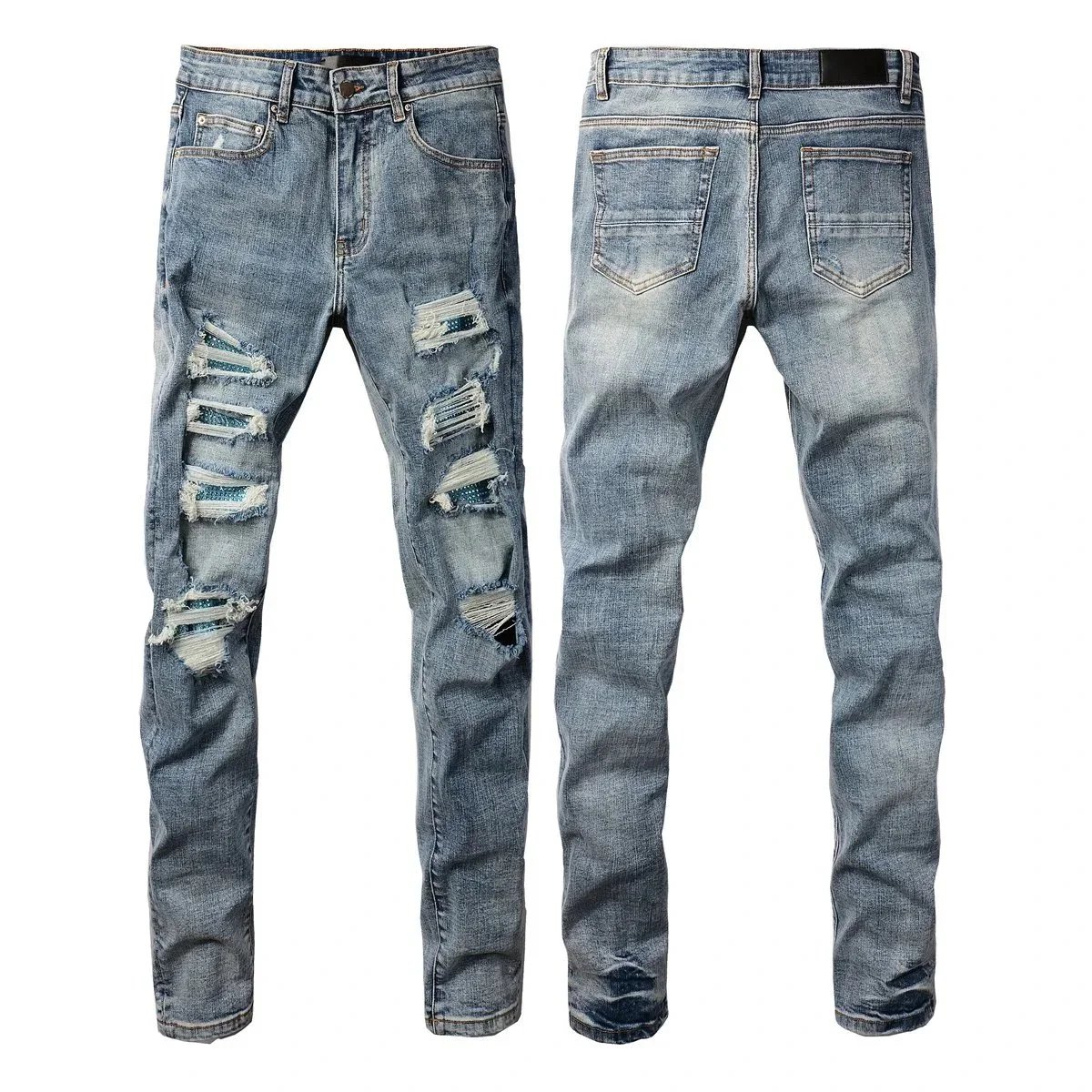 Unbranded Jeans Distressed Slim-Fit — 8835