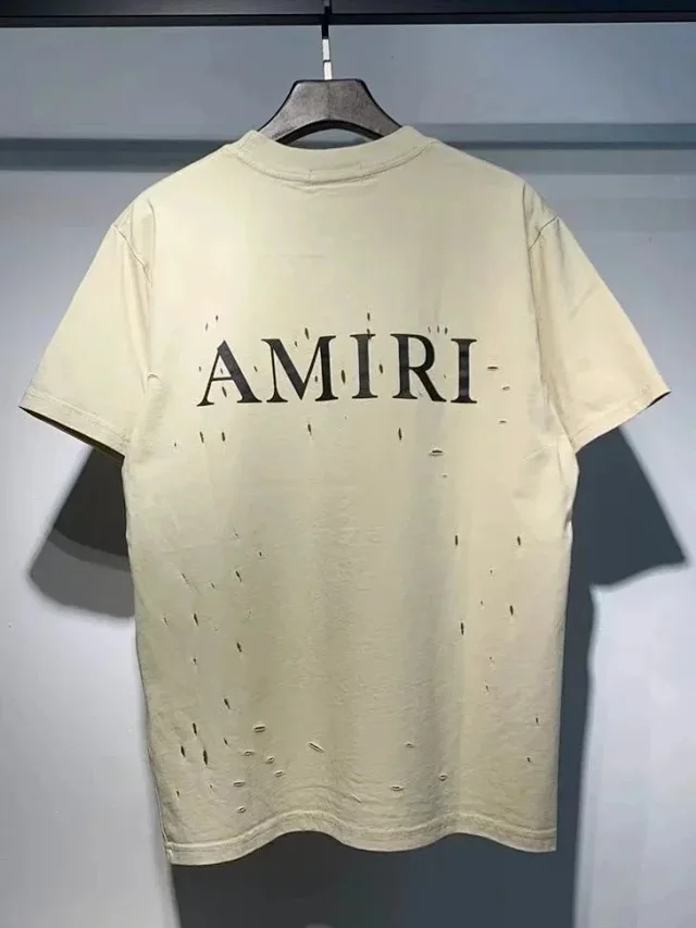 AMIRI T-Shirts Distressed logo-print short-sleeve T-shirt product detail image 6