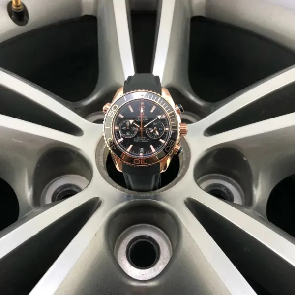 Omega Seamaster Planet Ocean Chronograph Rose Gold Black Mechanical Watch - 1