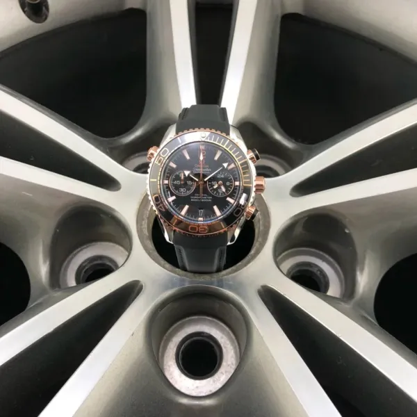 Omega Seamaster Planet Ocean Chronograph Black and Rose Gold Mechanical Watch - 1