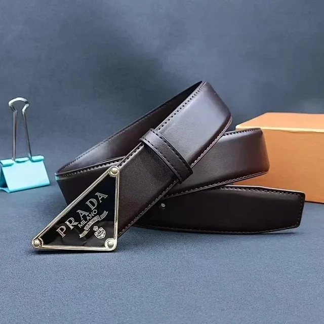 Prada Belts Triangular logo-plaque belt product detail image 4