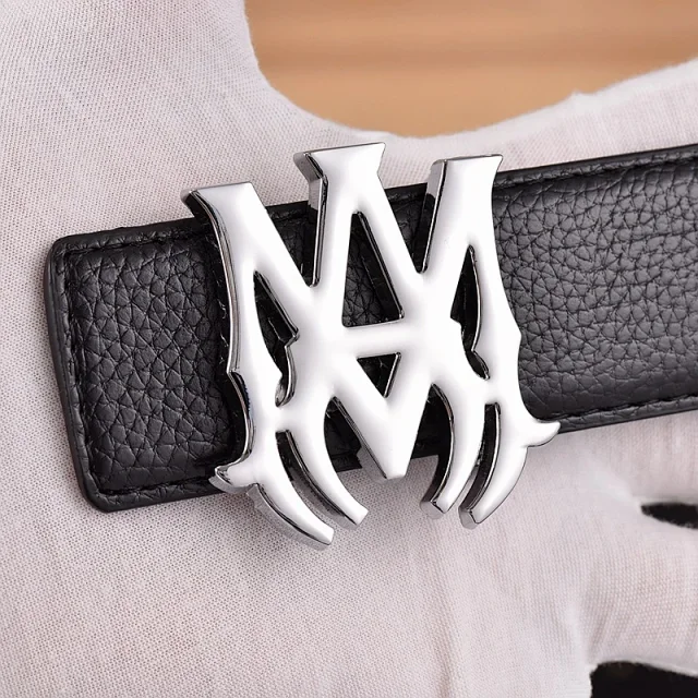 SS.AM Belts Pebbled Leather Monogram Buckle product detail image 12