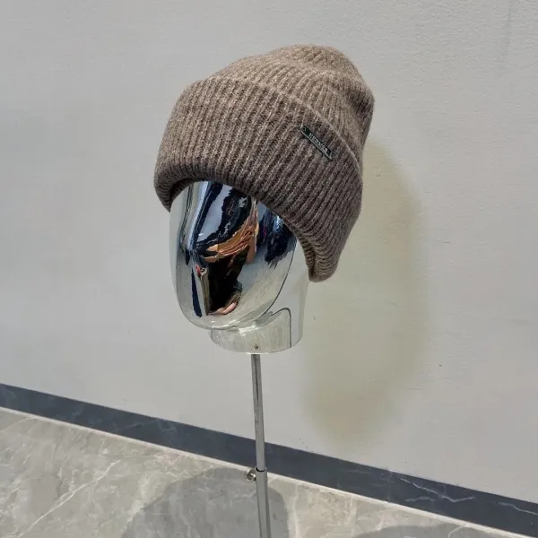 Hermès Ribbed Cashmere Beanie in Taupe - 1