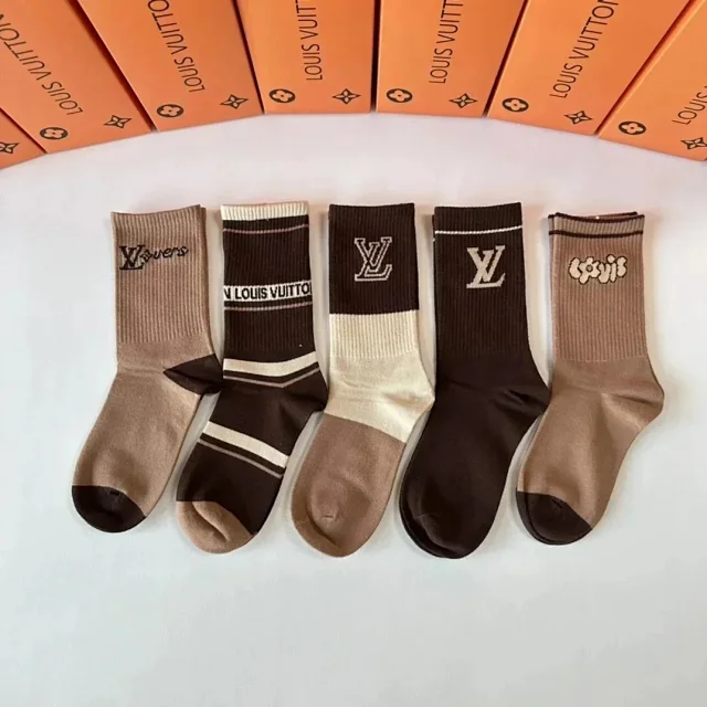 Louis Vuitton Socks 5-Pair Logo Crew Set product detail image 7