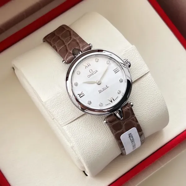 Omega De Ville Prestige Mother-of-Pearl Dial Brown Alligator Strap Watch - 1