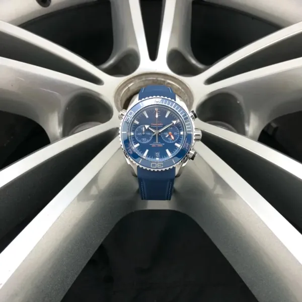 Omega Seamaster Planet Ocean Chronograph Blue Rubber Strap Mechanical Watch - 1
