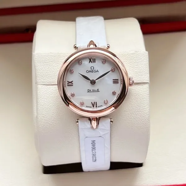 Omega De Ville Prestige White Mother-of-Pearl Dial Rose Gold Watch - 1