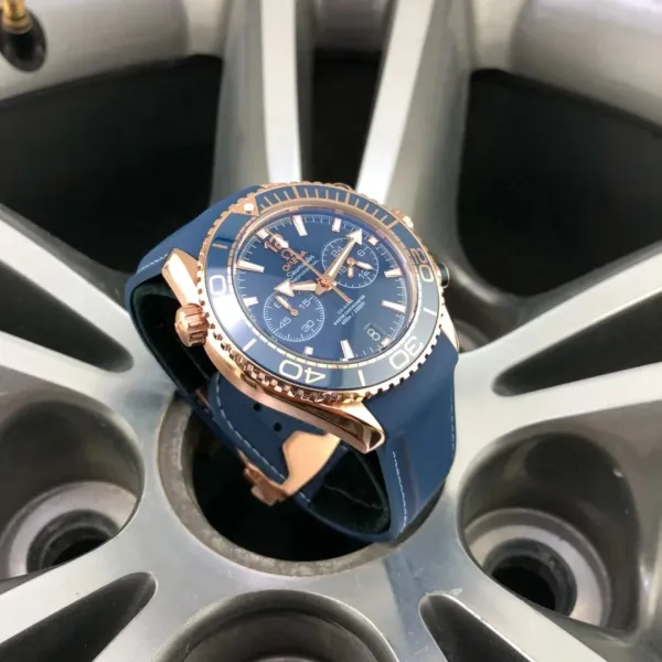 Omega Seamaster Chronograph Blue Dial Rose Gold Watch - 1