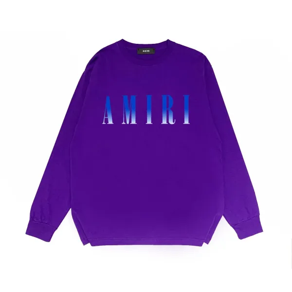 Amiri Gradient Logo Purple Long-Sleeve Tee - 1