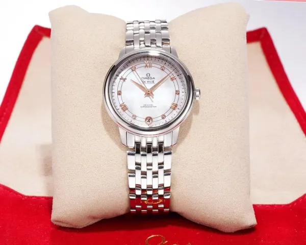Omega De Ville Prestige Co-Axial Chronometer Silver Dial with Rose Gold Accents Mechanical Watch - 1
