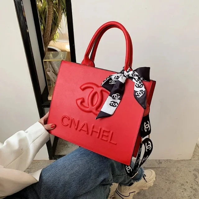 Chanel Handbags Top-Handle Tote with Logo-Print Shoulder Strap and Scarf product detail image 3