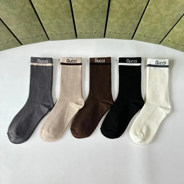 Gucci Socks Logo Pattern Socks, 5-Pair Set product detail image 8