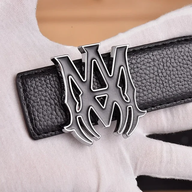 SS.AM Belts Pebbled Leather Monogram Buckle product detail image 9
