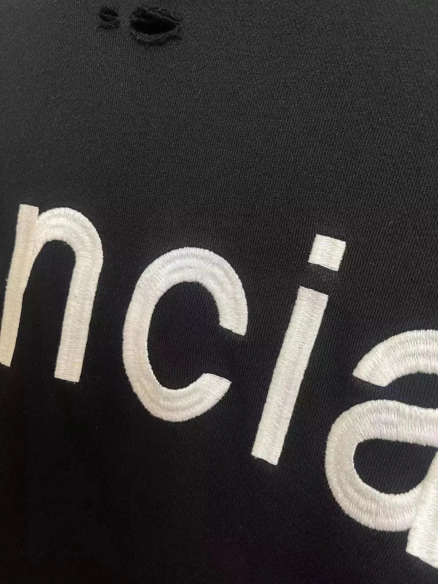 Balenciaga BB Logo Distressed White Hoodie - 7