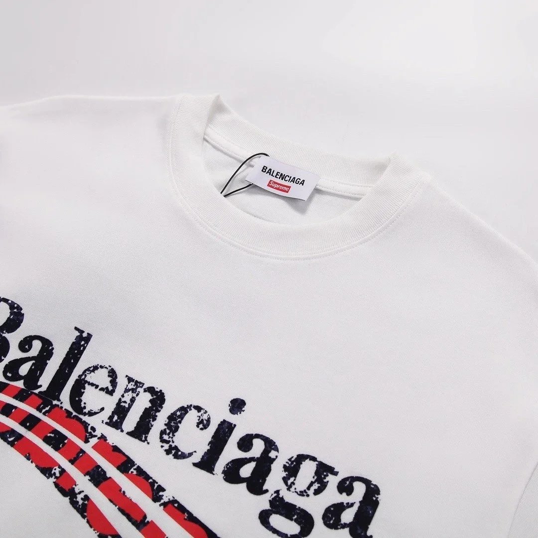 Balenciaga x Supreme Logo Print White T-Shirt - 10