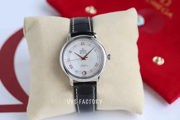 Omega De Ville Co-Axial Chronometer White Dial Black Leather Strap Mechanical Watch - 1