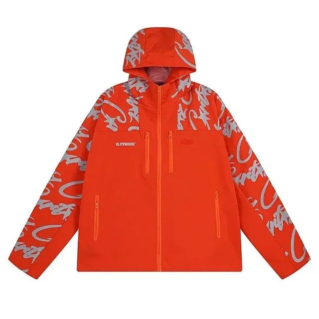 Elitework Jackets Hooded graffiti-print hardshell jacket product detail image 3