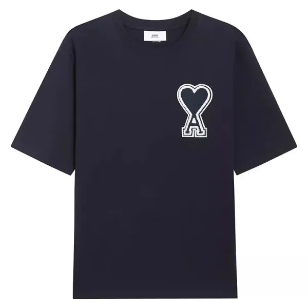 AMI Paris Heart-A Logo Navy T-Shirt - 1