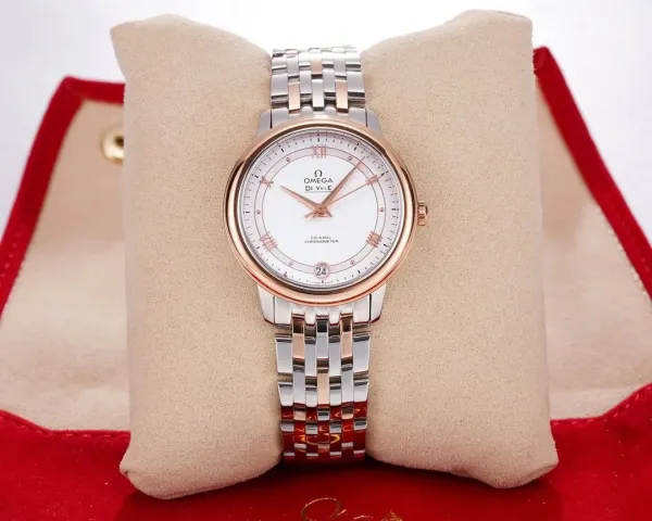 Omega De Ville Co-Axial Chronometer Rose Gold and Steel White Dial Mechanical Watch - 1