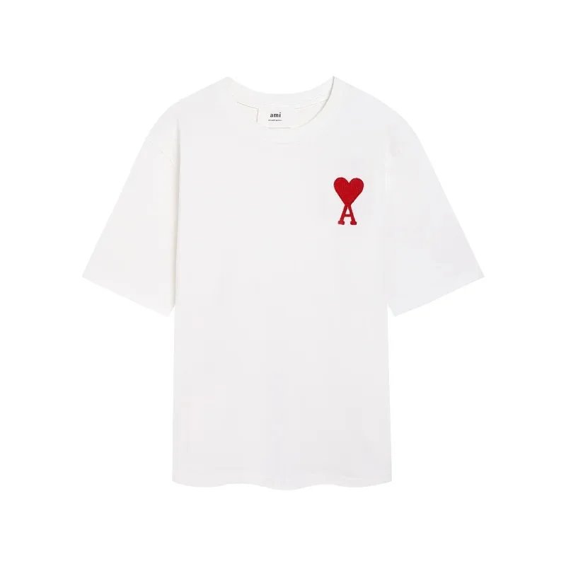 AMI Paris Heart Logo T-Shirt White - 1
