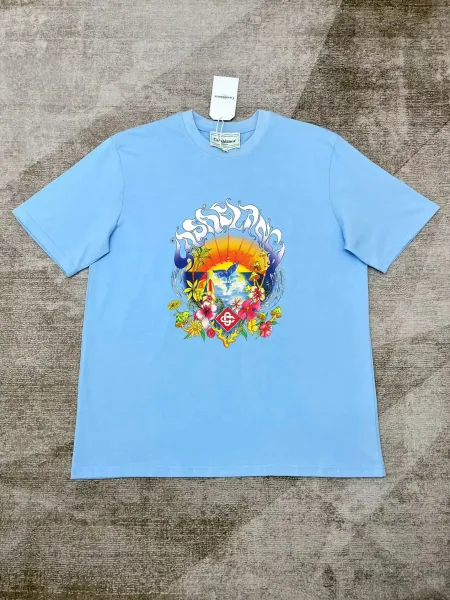 Casablanca Tropical Sunset Graphic T-Shirt Light Blue - 1