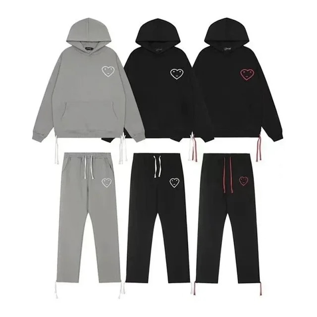 Cansicko Matching Sets Heart Graphic Hoodie and Jogger Set with Drawstring Hem product detail image 6