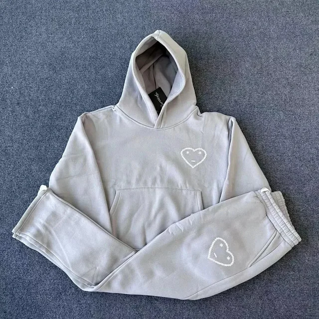 Cansicko Matching Sets Heart Graphic Hoodie and Jogger Set with Drawstring Hem product detail image 10