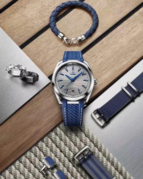 Omega Seamaster Aqua Terra 150M Co-Axial Master Chronometer Silver Dial Gray Rubber Strap Mechanical Watch - 2