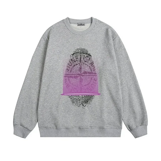Stone Island Hoodies & Sweatshirts Crewneck Sweatshirt with Fingerprint Graphic and Compass Back Print product detail image 8