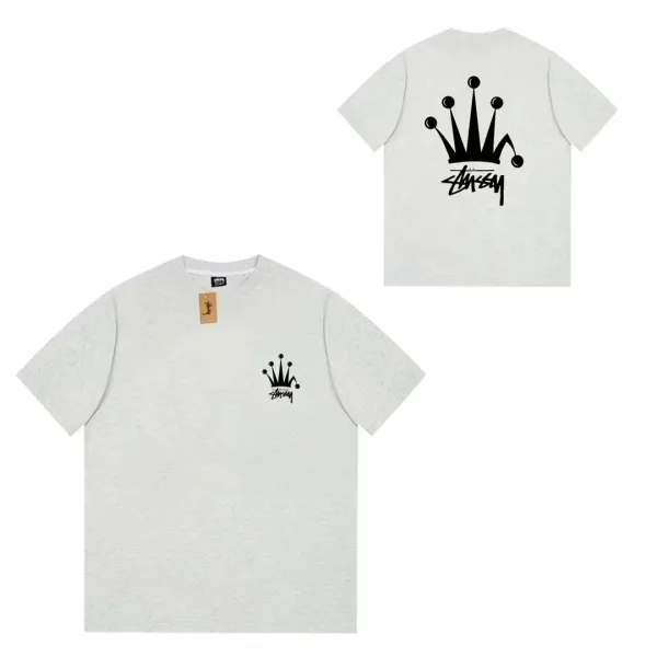 Stussy Crown Logo Graphic T-Shirt Heather Gray - 1