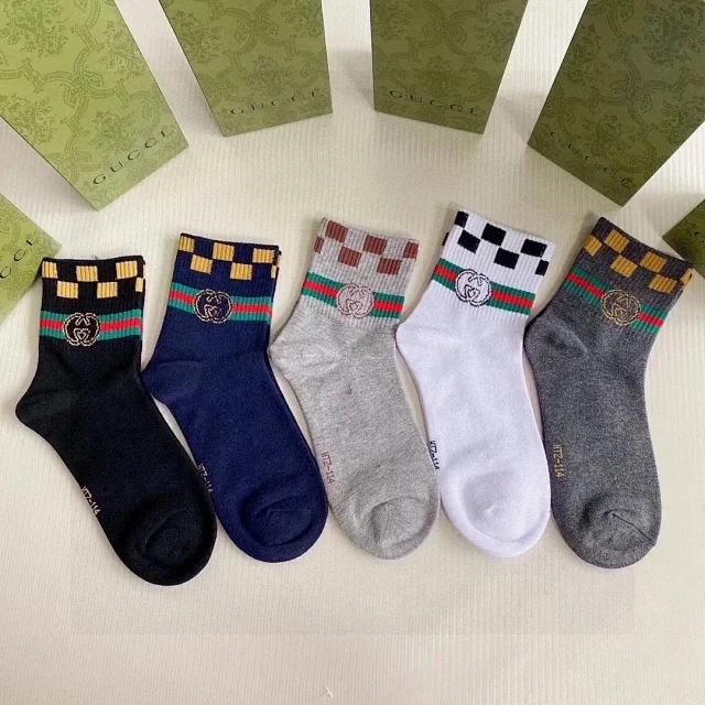 Gucci Socks Logo Pattern Socks, 5-Pair Set product detail image 4