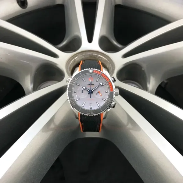 Omega Seamaster Planet Ocean Chronograph Gray Dial Orange Accents Mechanical Watch - 1