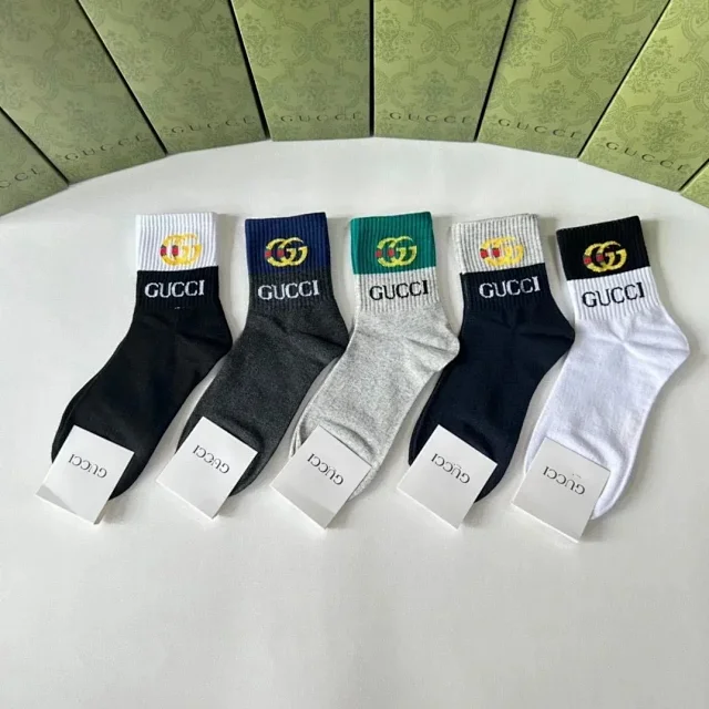 Gucci Socks Logo Pattern Socks, 5-Pair Set product detail image 9