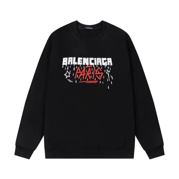 Balenciaga Dripping Logo Black Hoodie - 1