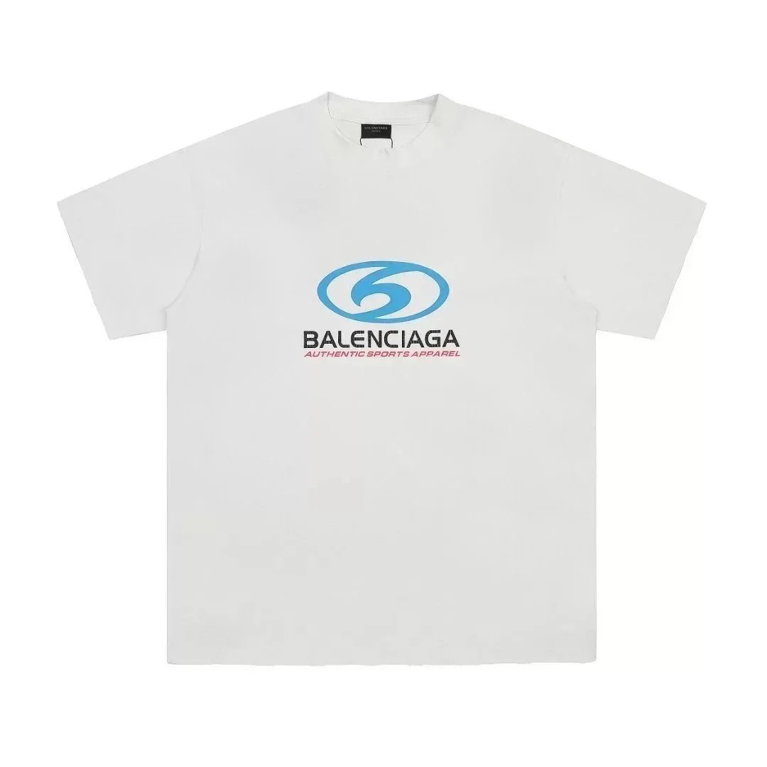 Balenciaga T-Shirts Logo Graphic Short-Sleeve T-Shirt — Blue blue logo 002