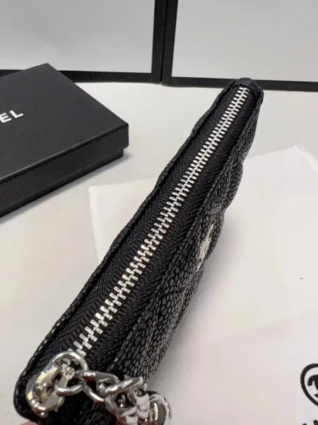 Chanel Mini Wallet on Chain Black Shiny Stingray Quilted Card Holder - 4