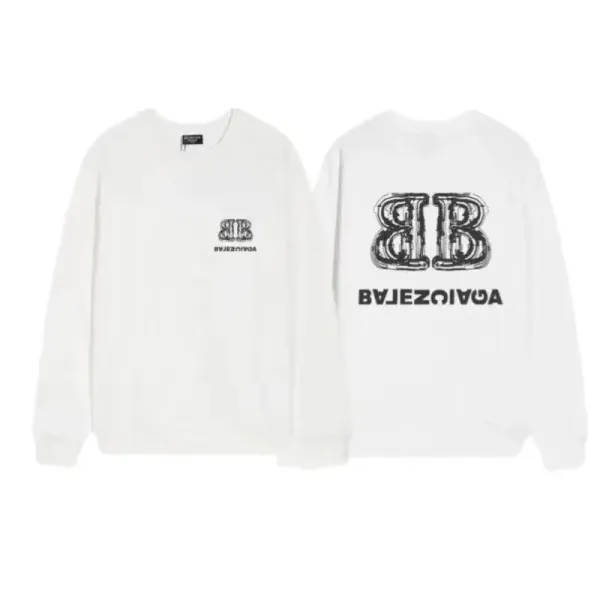 Balenciaga Logo Print Black Crewneck Hoodie - 8