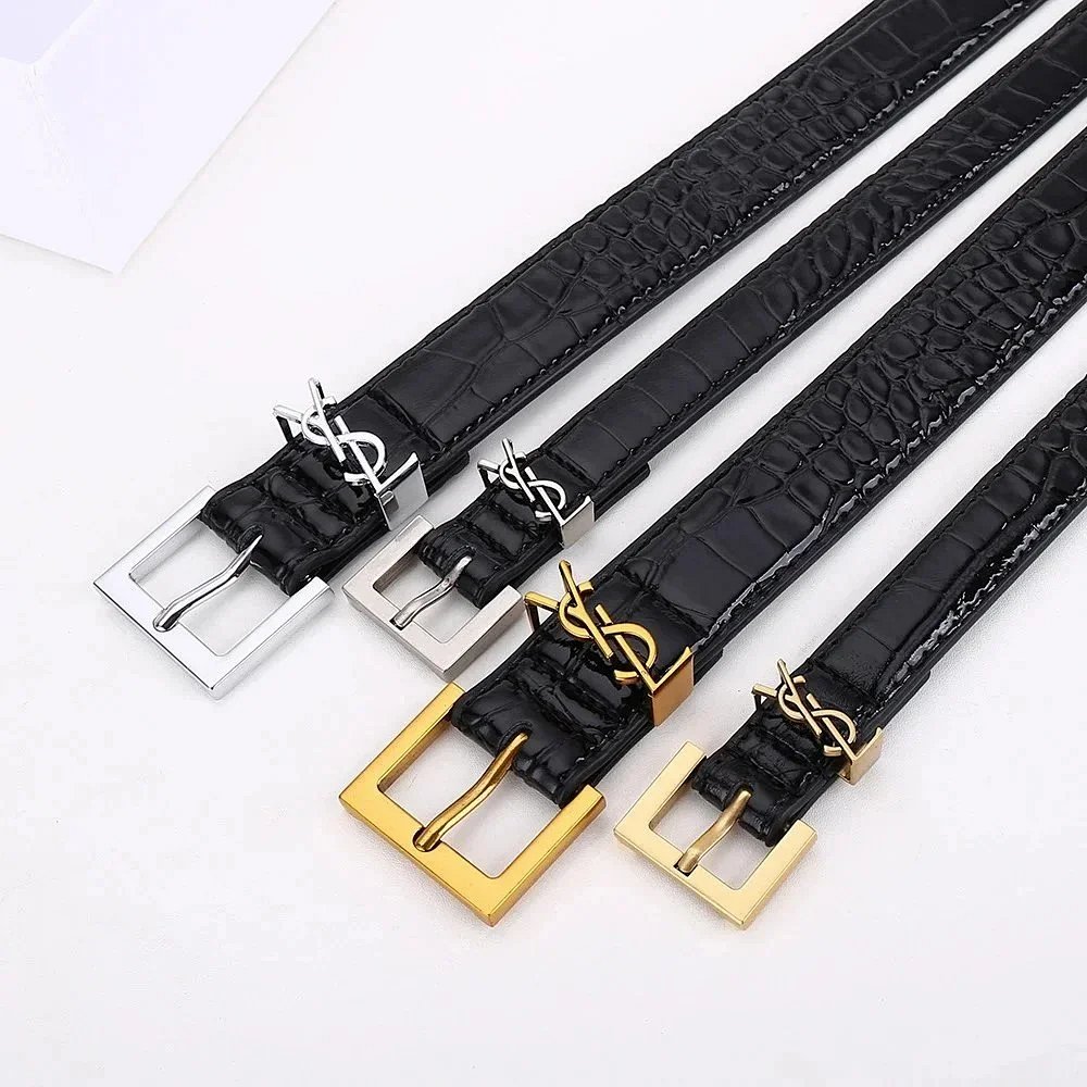 Saint Laurent Monogram Croc-Embossed Leather Belt Black product detail 2 in Litbuy spreadsheet finds