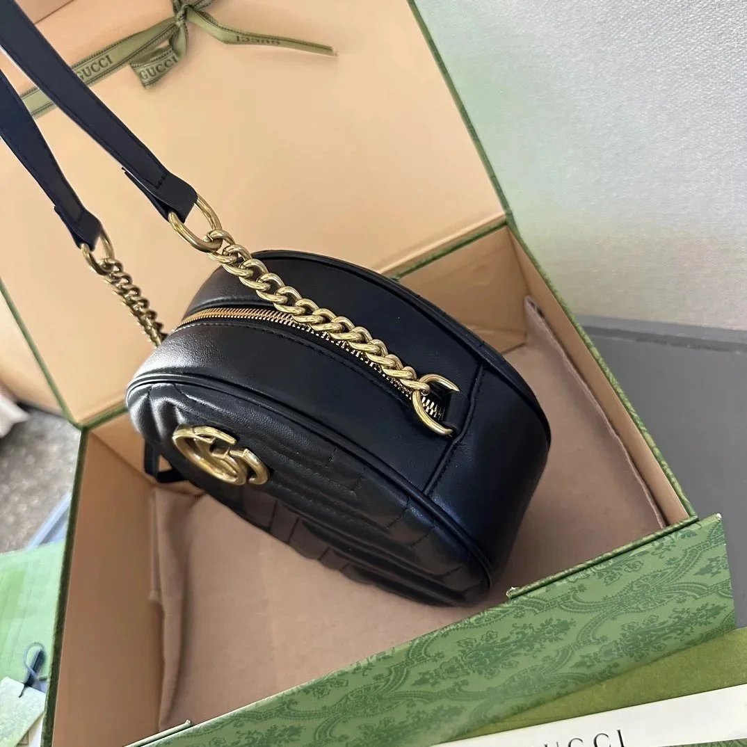 Gucci GG Marmont Mini Chain Bag Beige and Brown Shoulder Bag - 4