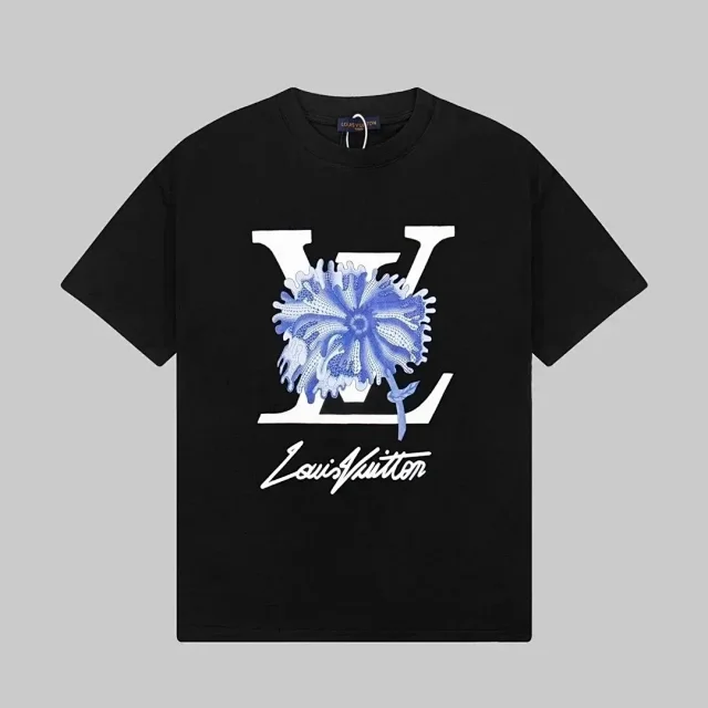 Louis Vuitton T-Shirts Short-Sleeve Graphic-Print Crew-Neck product detail image 5