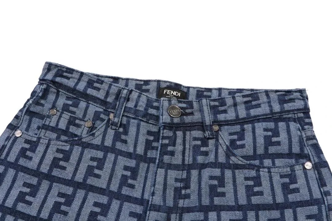 Fendi Embroidered Patch Denim Jeans Blue - 5