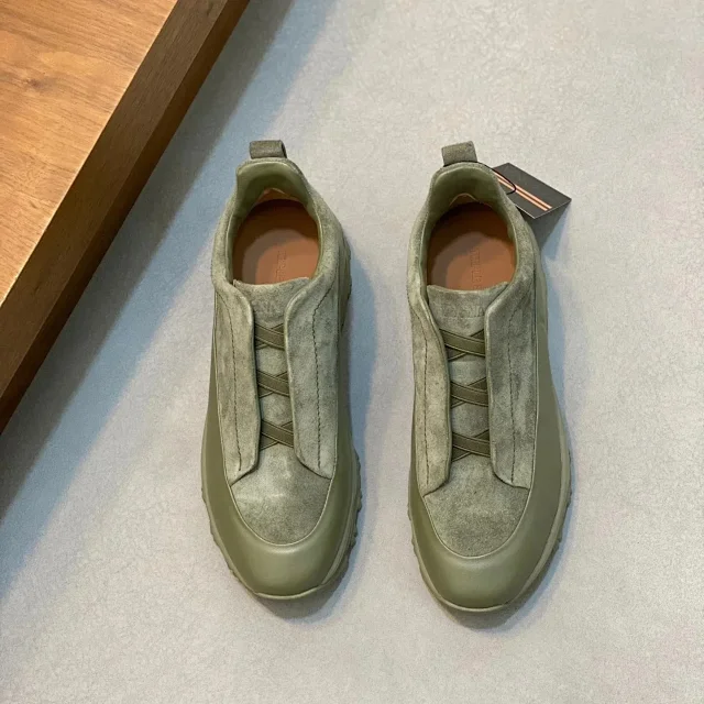 ZEGNA Leather Shoes Triple Stitch Slip-On Sneakers product detail image 1